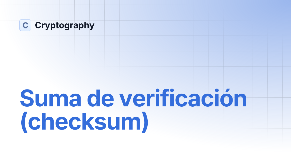 Suma de verificación (checksum) | Cryptography